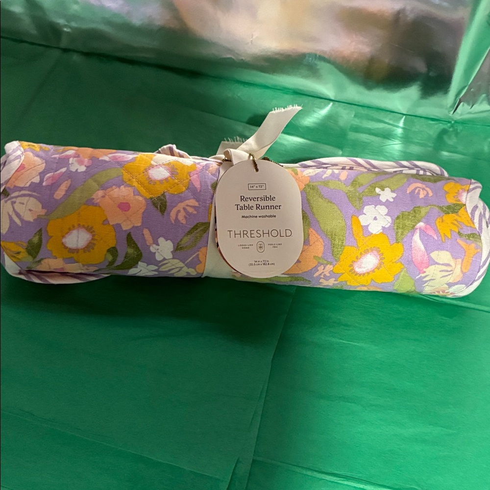 Threshold Floral Reversible Table Runner - Purple and Yellow